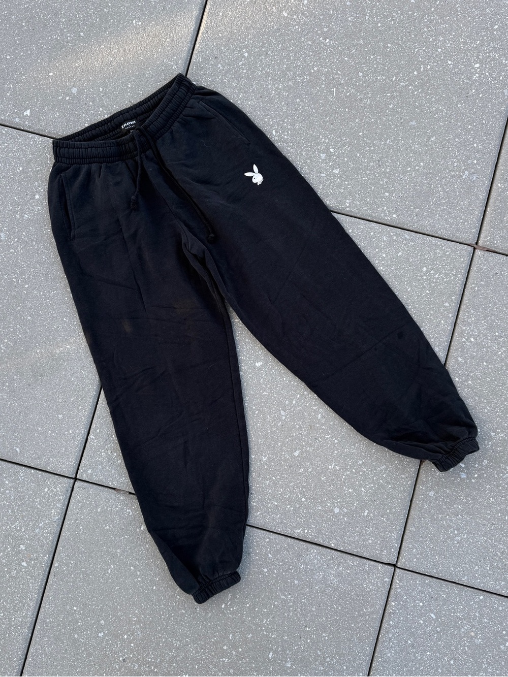 Black Playboy sweatpants with drawstring waist
